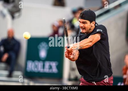 Thiago SEYBOTH WILD du Brésil lors des qualifications du Roland-Garros 2025, Open de France, tournoi de tennis du Grand Chelem le 21 mai 2025 au stade Roland-Garros à Paris Banque D'Images