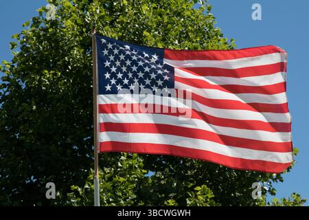 Drapeau des États-Unis volant dans une brise. Banque D'Images
