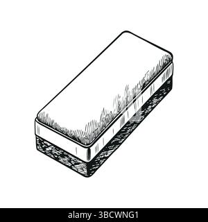 Gomme dans le style croquis noir et blanc vintage dessiné à la main Illustration de Vecteur