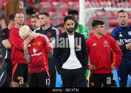BILBAO, ESPAGNE - 21 mai 2025 : départ pour Manchester United après la finale de l'UEFA Europa League entre Tottenham Hotspur FC et Manchester United FC au San Mames Stadium (crédit : Craig Mercer/ Alamy Live News) Banque D'Images