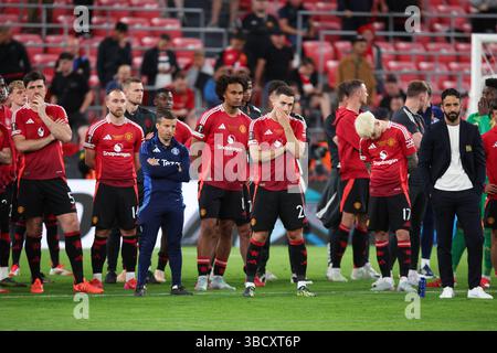 BILBAO, ESPAGNE - 21 mai 2025 : départ pour Manchester United après la finale de l'UEFA Europa League entre Tottenham Hotspur FC et Manchester United FC au San Mames Stadium (crédit : Craig Mercer/ Alamy Live News) Banque D'Images