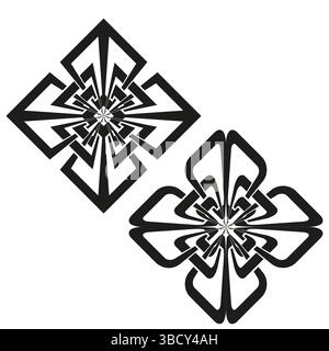 Icône de croix celtique. Elément de motif tribal. Vecteur de noeud noir. Forme de symbole antique. Illustration de Vecteur