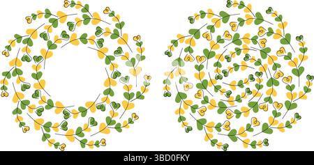 Dessiné à la main Doodle forme de coeur brindilles circulaire cadre bordure et fond rempli St Patrick Greeting. Illustration vectorielle isolée cartes thématiques de printemps ou de Pâques, bannière d'affichage ou de promotion, dépliants Illustration de Vecteur