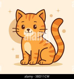 Mignon Orange Tabby Chat Cartoon adorable Cartoon Orange Kitten assis Orange Chat Vector illustration charmant Orange Feline personnage Sweet Cartoon Pet Illustration de Vecteur