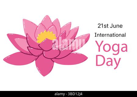 Rose Lotus Flower Design célébrant la Journée internationale du Yoga le 21 juin Illustration de Vecteur