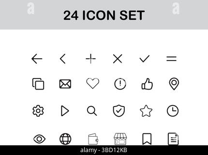 UI Icon Pack – ensemble d'icônes de collection d'icônes de l'interface numérique Illustration de Vecteur