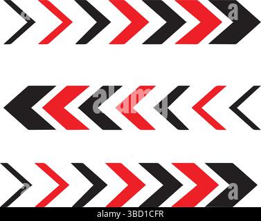 Symbole de flèche dynamique noir et rouge isolé sur fond blanc. Illustration de Vecteur