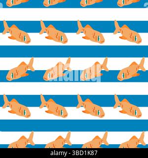 Motif été sans couture orange Fish Illustration de Vecteur