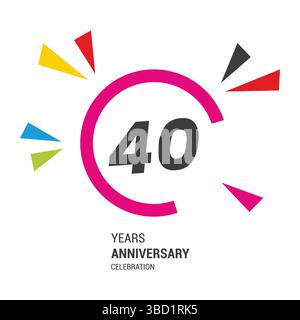 40 ans anniversaire célébrations concept de conception de logo quarante ans anniversaire rétro vecteur emblème modèle isolé. Logo vintage quarante 40e années Illustration de Vecteur