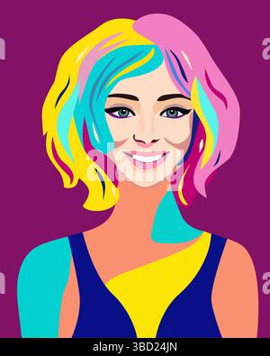 Belle illustration de jeune femme heureuse Illustration de Vecteur