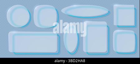 Cadres mats ou plaques de verre avec un effet réaliste d'un verre transparent de Mofism. Illustration vectorielle 3D. Illustration de Vecteur