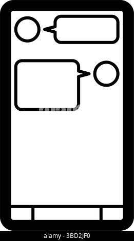 Simple icône de dessin de ligne de contacter quelqu'un par le biais d'une application de réseau social sur un smartphone, illustration vectorielle Illustration de Vecteur