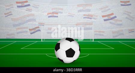 Arène de football croate pleine de fans avec drapeaux nationaux, illustration d'événement sportif. Idéal pour une utilisation dans les promotions d'événements sportifs, les conceptions sur le thème du football Illustration de Vecteur