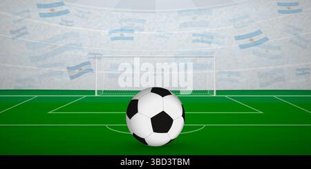 Stade de football argentin plein de fans avec drapeaux nationaux, illustration d'événements sportifs. Idéal pour une utilisation dans les promotions d'événements sportifs, desi sur le thème du football Illustration de Vecteur