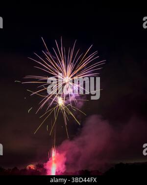 États-Unis, Indiana, Carmel. Feux d'artifice du 4 juillet. Banque D'Images