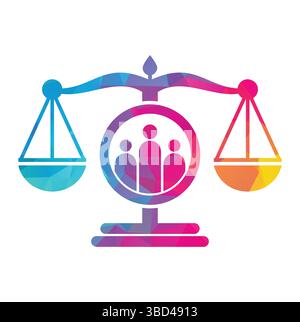 Vecteur de conception de logo de personnes de justice. Conception de modèle d'icône de logo de cabinet d'avocats et de personnes. Illustration de Vecteur