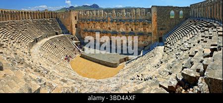 Amphithéâtre romain d'Aspendos, près de Serik, province d'Antalya, Turquie Banque D'Images