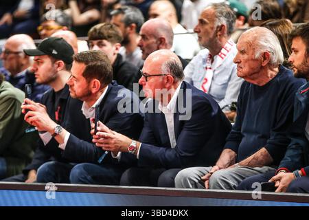 Reggio Emilia, Italie. 22 mai 2025. Président Gandini pendant les éliminatoires - UNAHOTELS Reggio Emilia vs Trapani Shark, match de basket-ball italien Serie A à Reggio Emilia, Italie, 22 mai 2025 crédit : Agence photo indépendante/Alamy Live News Banque D'Images