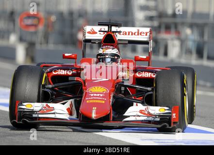 Kimi Raikkonen, fin, Ferrari F15 T, essais sur le circuit de Barcelona-Catalunya, Montmelo, Espagne Banque D'Images