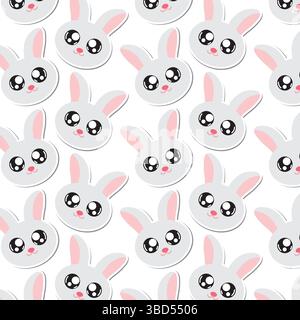 Motif visage de lapin mignon. Vecteur Illustration de Vecteur