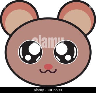 Tête de souris brune mignonne. Vecteur Illustration de Vecteur