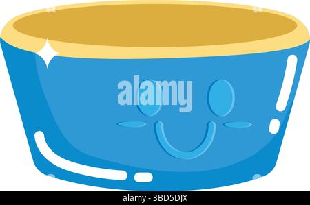 Bol bleu souriant avec rebord jaune. Vecteur Illustration de Vecteur