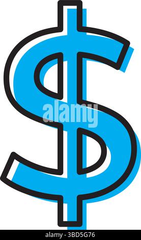 Icône du symbole du dollar noir. Vecteur Illustration de Vecteur