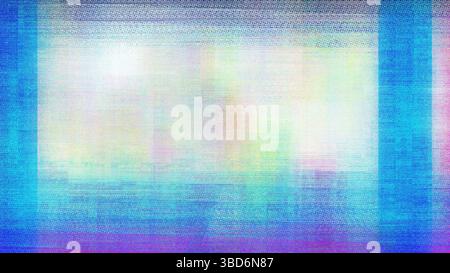 Une image abstraite vibrante aux couleurs vives et aux effets parasites, mettant en valeur des motifs demi-tons et une sensation de mouvement dynamique Banque D'Images