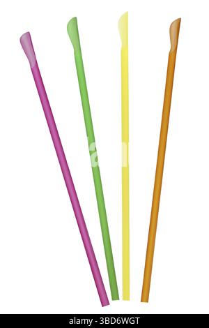 Pailles colorées pour boisson isolées sur un fond blanc Banque D'Images