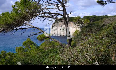 Cala Galdana falaise vue de dessus, Minorque Banque D'Images