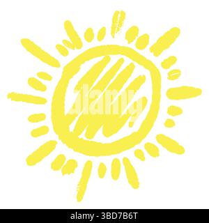Drôle de vecteur dessiné à la main doodle soleil. Style enfants de dessin animé. Illustration de Vecteur