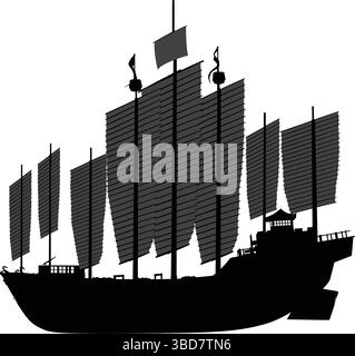 Silhouette vectorielle hautement détaillée de voilier Illustration de Vecteur
