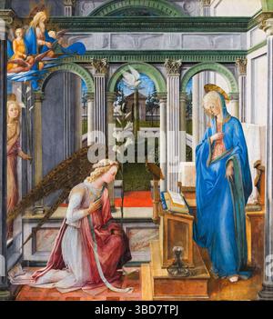 FRA Filippo Lippi, L'Annonciation, peinture à tempera sur panneau, 1443-1445 Banque D'Images