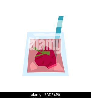 Boisson à la fraise dans une tasse en verre Illustration de Vecteur