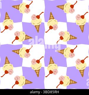 Cône de crème glacée à motif sans couture Illustration de Vecteur