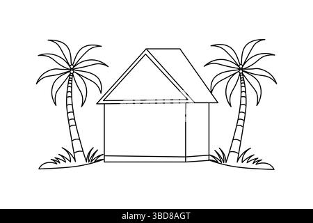 Usine de maison et ampoule d'art continu d'une seule ligne dessinant le contour d'énergie verte Illustration de Vecteur