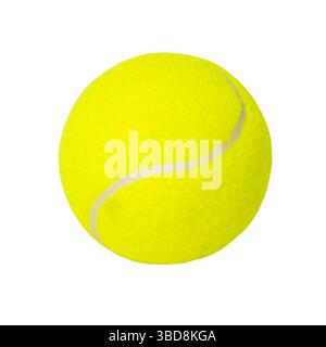 Balle de tennis jaune vif sur fond blanc Banque D'Images