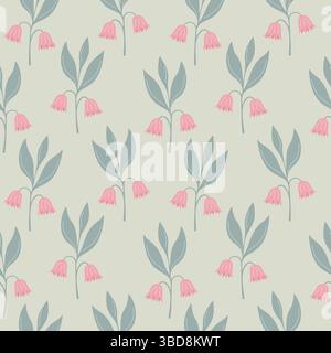 Motif floral avec des clochettes roses, sur fond léger doux. Illustration vectorielle Illustration de Vecteur
