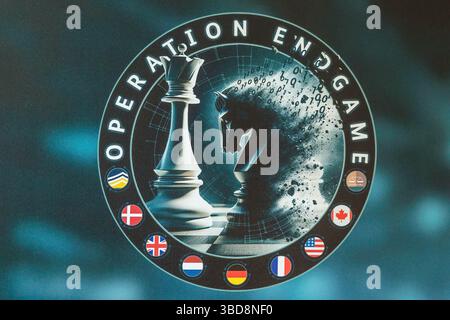 Wiesbaden, Allemagne. 23 mai 2025. Le logo de « Operation Endgame », photographié lors d'une conférence de presse sur la grève contre la cybercriminalité mondiale lors de « Operation Endgame ». Crédit : Jörg Halisch/dpa/Alamy Live News Banque D'Images