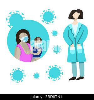 Illustration isolée vectorielle d'un rendez-vous de médecin pédiatre. Traitement des enfants. Illustration de Vecteur