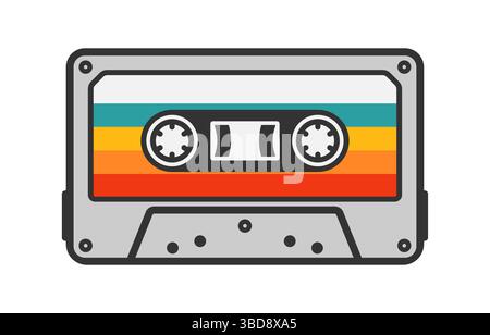 Cassette Tape Retro Vintage Mixtape symbole. Signe de logo cassette vintage des années 90. Illustration vectorielle. Isolé sur fond blanc. Illustration de Vecteur