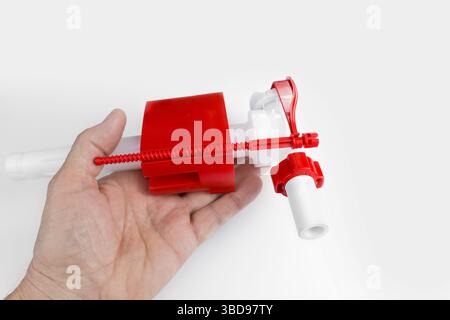 Nouvelle vanne d'eau de toilette sur un blanc Banque D'Images