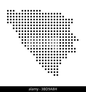 Bosnie-Herzégovine carte en pointillés. Illustration de pixel de spot noir isolé sur fond blanc. Mosaïque circulaire vectorielle. Illustration de Vecteur