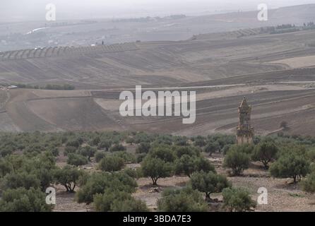 Une photo du mausolée libyco-punique sur le site archéologique de Dougga. Banque D'Images
