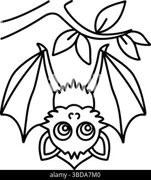 Hibou sur un balai, fond, Art vectoriel, contour mignon, avec simple Bold Line art, Noir et Blanc, dessin au trait, style dessin animé Illustration de Vecteur