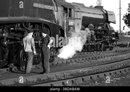 Reconstitutions à Didcot avec 'Union of South Africa' et 'Flying Scotsman'. Banque D'Images