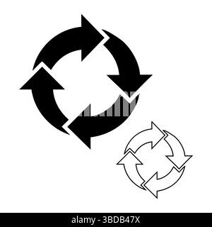 Symbole d'icône de boucle continue du processus de recyclage des flèches circulaires Illustration de Vecteur
