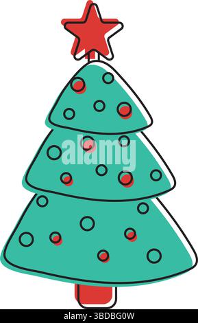 Arbre de Noël décoré. Vecteur Illustration de Vecteur