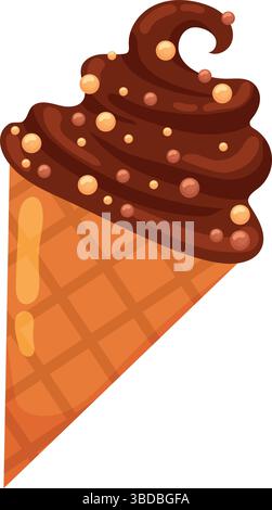 Crème glacée tourbillon au chocolat. Vecteur Illustration de Vecteur