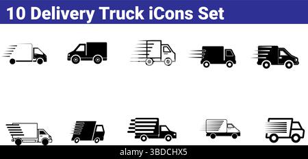 Ensemble de 10 icônes de camion de livraison - illustration vectorielle Illustration de Vecteur